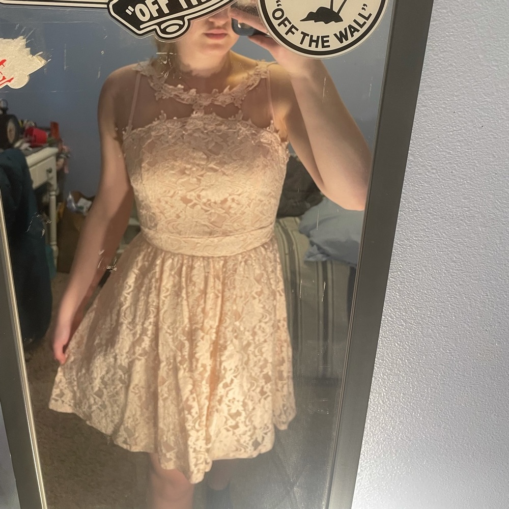Lace pink hoco dress